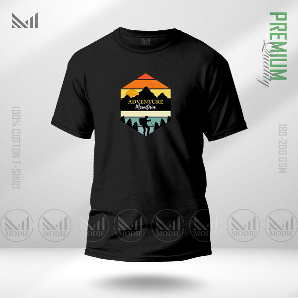 Adventure Mountain Adult Graphic T-Shirt Made With Premium Cotton Unisex Round Neck Short Sleeve