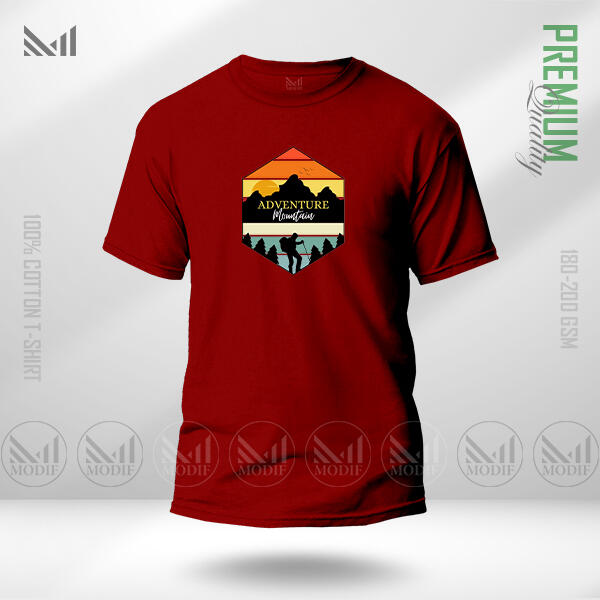 Adventure Mountain Adult Graphic T-Shirt Made With Premium Cotton Unisex Round Neck Short Sleeve