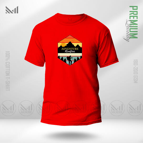 Adventure Mountain Adult Graphic T-Shirt Made With Premium Cotton Unisex Round Neck Short Sleeve