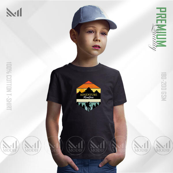 Adventure Mountain Kids Graphic T-Shirt Made With Premium Cotton Unisex Round Neck Short Sleeve