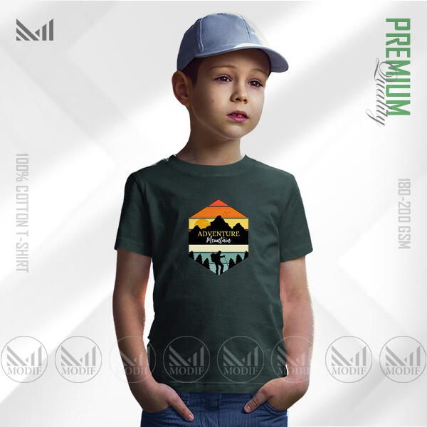 Adventure Mountain Kids Graphic T-Shirt Made With Premium Cotton Unisex Round Neck Short Sleeve