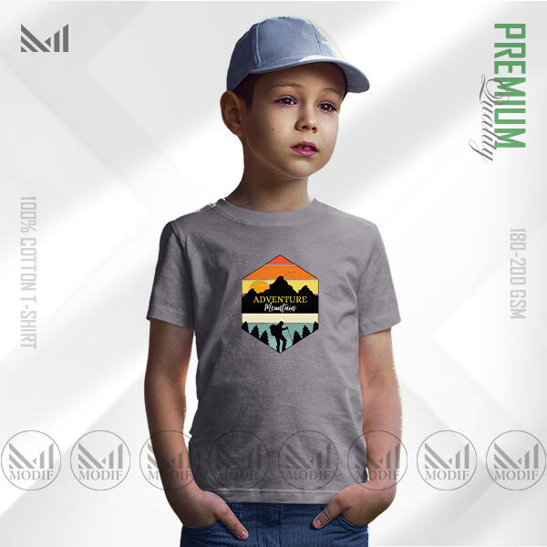 Adventure Mountain Kids Graphic T-Shirt Made With Premium Cotton Unisex Round Neck Short Sleeve