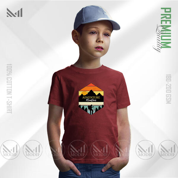 Adventure Mountain Kids Graphic T-Shirt Made With Premium Cotton Unisex Round Neck Short Sleeve