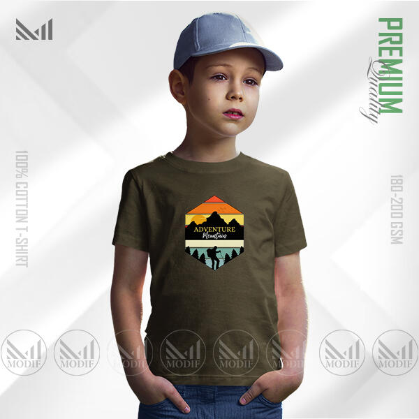 Adventure Mountain Kids Graphic T-Shirt Made With Premium Cotton Unisex Round Neck Short Sleeve
