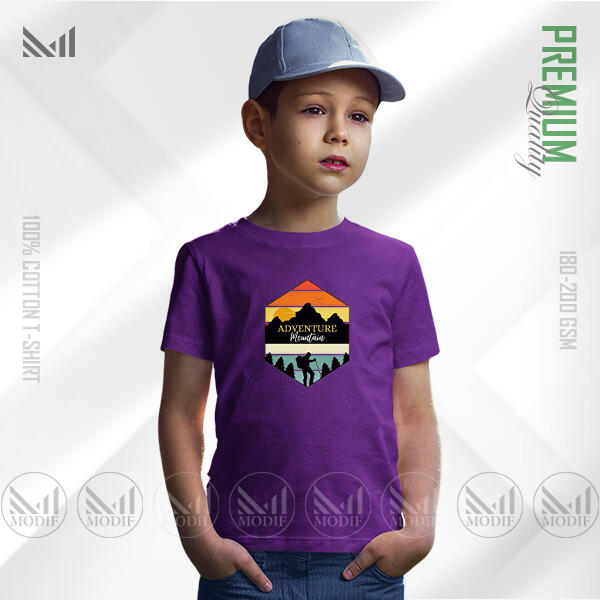 Adventure Mountain Kids Graphic T-Shirt Made With Premium Cotton Unisex Round Neck Short Sleeve