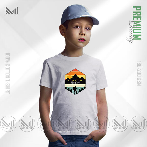 Adventure Mountain Kids Graphic T-Shirt Made With Premium Cotton Unisex Round Neck Short Sleeve