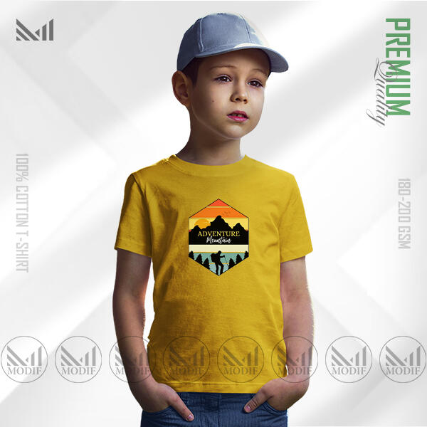 Adventure Mountain Kids Graphic T-Shirt Made With Premium Cotton Unisex Round Neck Short Sleeve