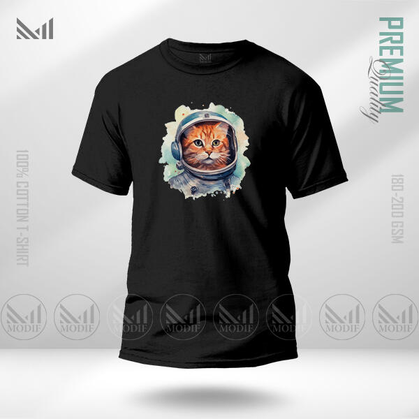 AstroCat Graphic T-Shirt Made With Premium Cotton Unisex Round Neck Short Sleeve