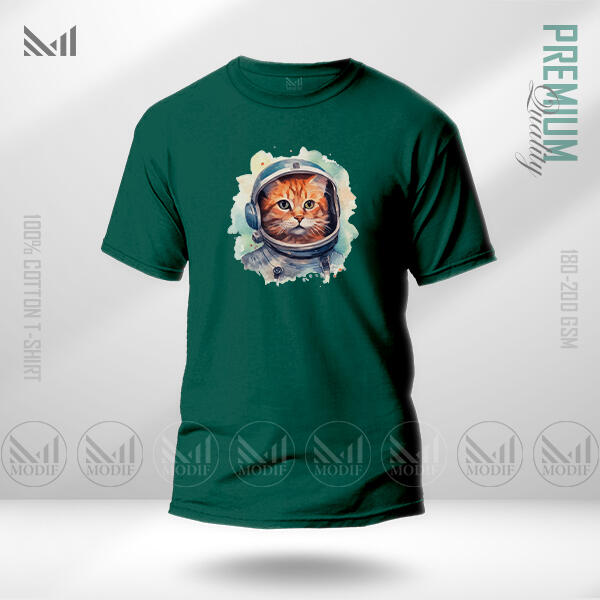 AstroCat Graphic T-Shirt Made With Premium Cotton Unisex Round Neck Short Sleeve