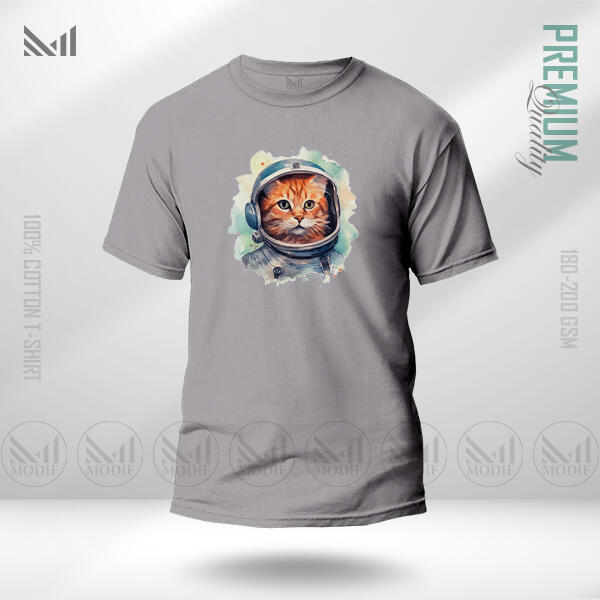 AstroCat Graphic T-Shirt Made With Premium Cotton Unisex Round Neck Short Sleeve