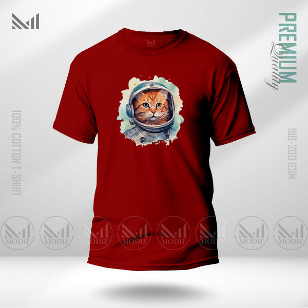 AstroCat Graphic T-Shirt Made With Premium Cotton Unisex Round Neck Short Sleeve