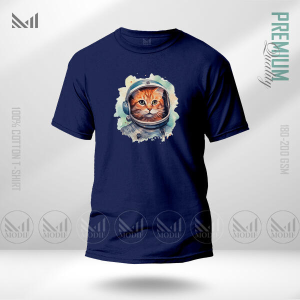 AstroCat Graphic T-Shirt Made With Premium Cotton Unisex Round Neck Short Sleeve