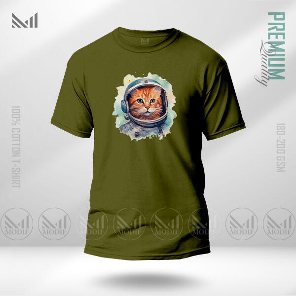 AstroCat Graphic T-Shirt Made With Premium Cotton Unisex Round Neck Short Sleeve