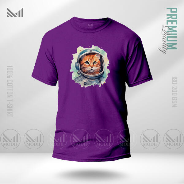 AstroCat Graphic T-Shirt Made With Premium Cotton Unisex Round Neck Short Sleeve