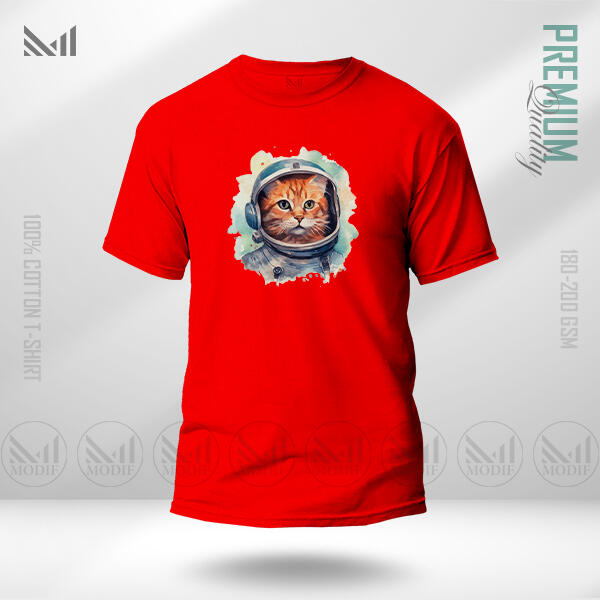 AstroCat Graphic T-Shirt Made With Premium Cotton Unisex Round Neck Short Sleeve