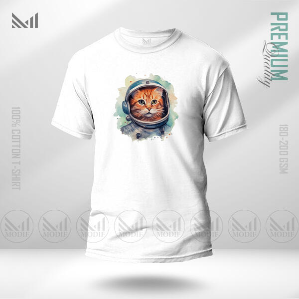 AstroCat Graphic T-Shirt Made With Premium Cotton Unisex Round Neck Short Sleeve