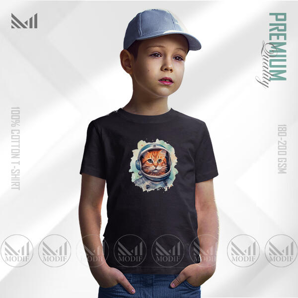 AstroCat Kids Graphic T-Shirt Made With Premium Cotton Unisex Round Neck Short Sleeve