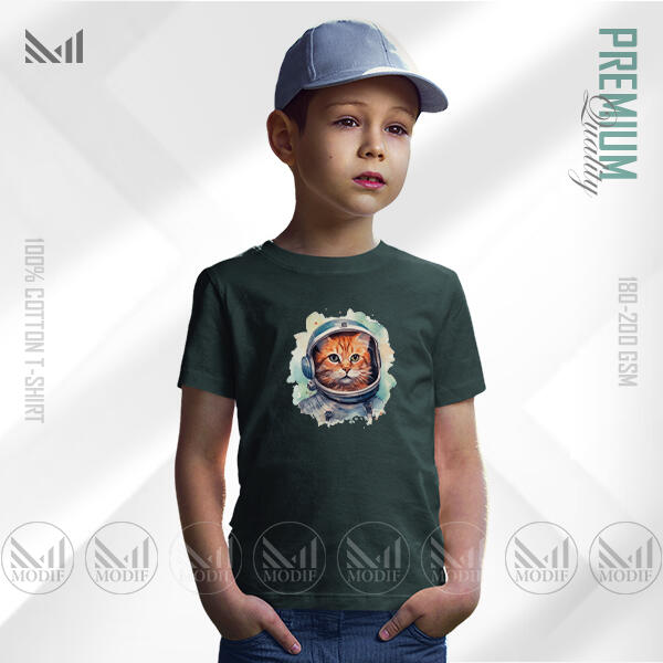 AstroCat Kids Graphic T-Shirt Made With Premium Cotton Unisex Round Neck Short Sleeve