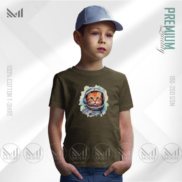 AstroCat Kids Graphic T-Shirt Made With Premium Cotton Unisex Round Neck Short Sleeve