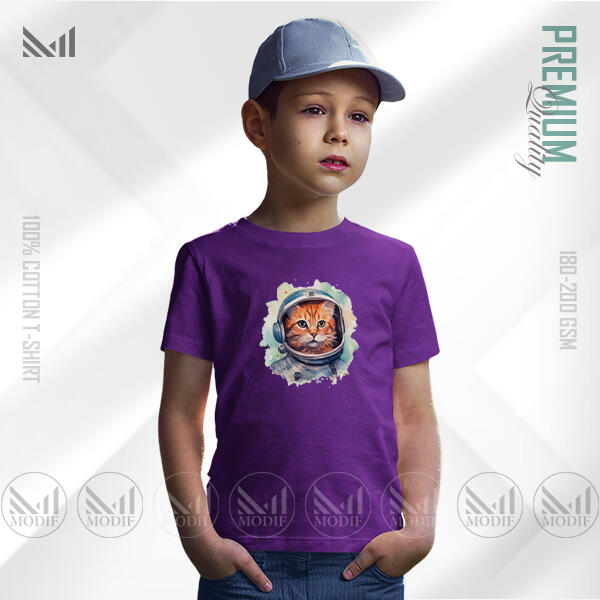 AstroCat Kids Graphic T-Shirt Made With Premium Cotton Unisex Round Neck Short Sleeve