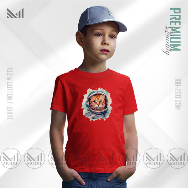 AstroCat Kids Graphic T-Shirt Made With Premium Cotton Unisex Round Neck Short Sleeve