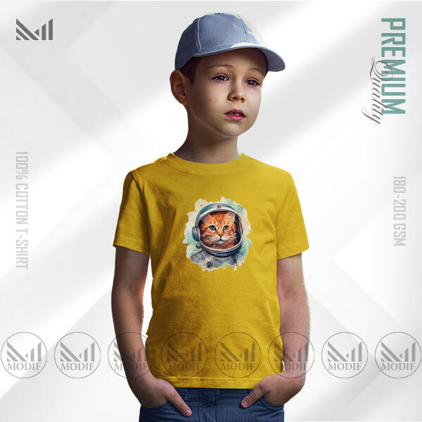AstroCat Kids Graphic T-Shirt Made With Premium Cotton Unisex Round Neck Short Sleeve