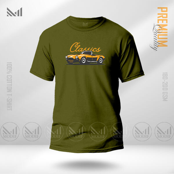 Classic Car Graphic T-Shirt Made With Premium Cotton Unisex Round Neck Short Sleeve