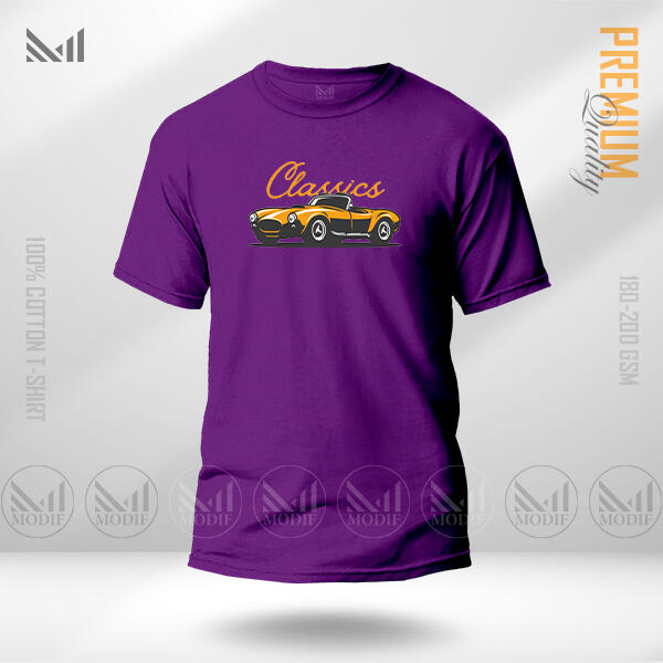 Classic Car Graphic T-Shirt Made With Premium Cotton Unisex Round Neck Short Sleeve