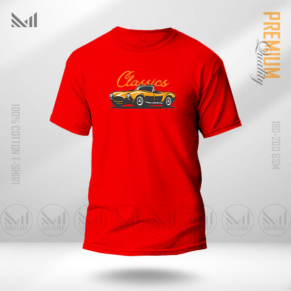 Classic Car Graphic T-Shirt Made With Premium Cotton Unisex Round Neck Short Sleeve