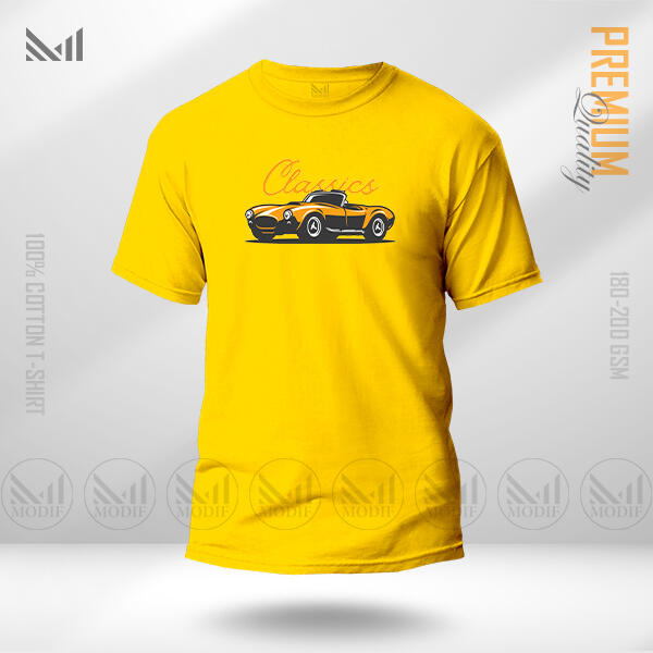 Classic Car Graphic T-Shirt Made With Premium Cotton Unisex Round Neck Short Sleeve