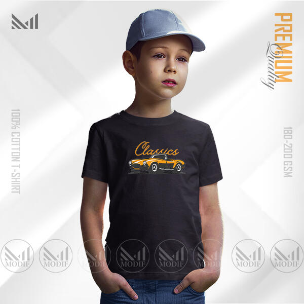 Classic Car Kids Graphic T-Shirt Made With Premium Cotton Unisex Round Neck Short Sleeve