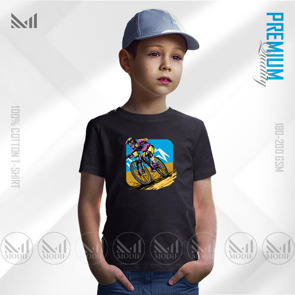 Cyclist Kids Graphic T-Shirt Made With Premium Cotton Unisex Round Neck Short Sleeve