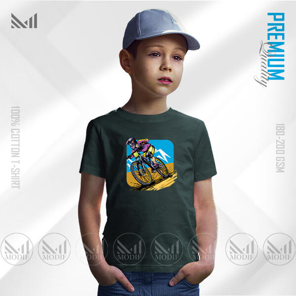 Cyclist Kids Graphic T-Shirt Made With Premium Cotton Unisex Round Neck Short Sleeve