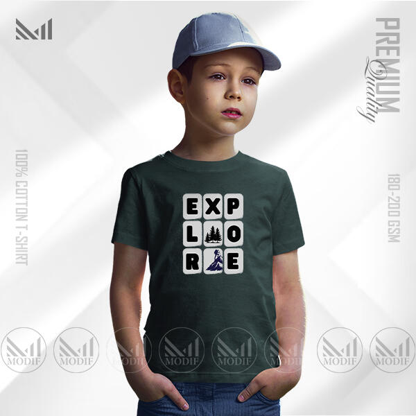 Explore Kids Graphic T-Shirt Made With Premium Cotton Unisex Round Neck Short Sleeve