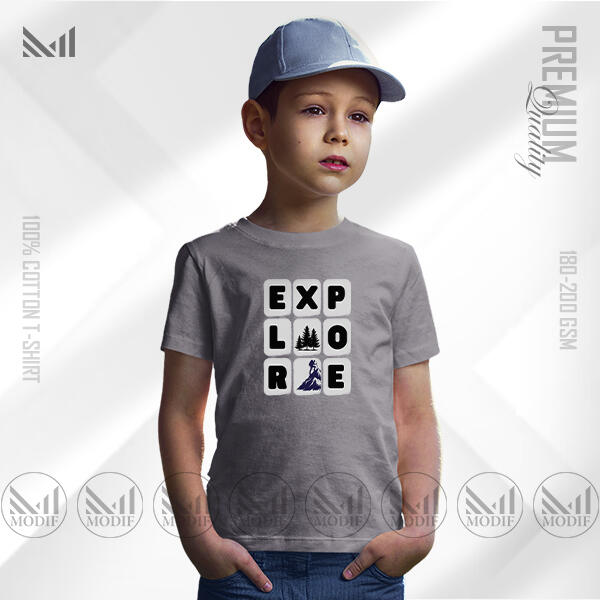 Explore Kids Graphic T-Shirt Made With Premium Cotton Unisex Round Neck Short Sleeve