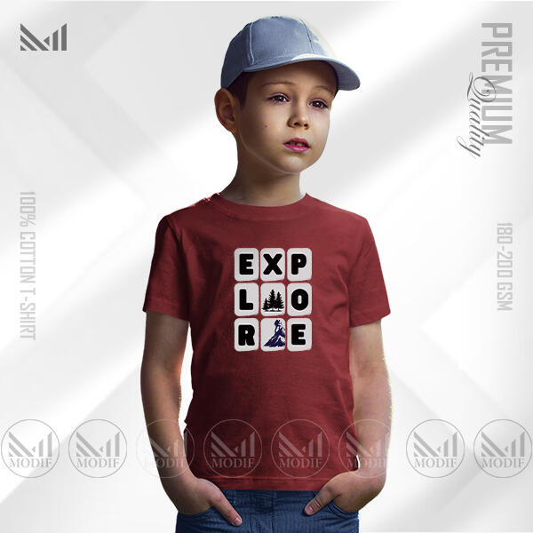 Explore Kids Graphic T-Shirt Made With Premium Cotton Unisex Round Neck Short Sleeve