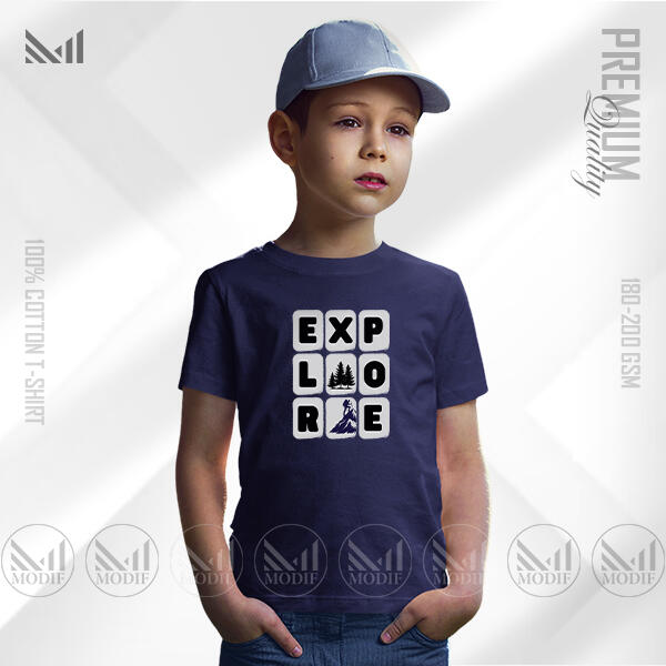Explore Kids Graphic T-Shirt Made With Premium Cotton Unisex Round Neck Short Sleeve