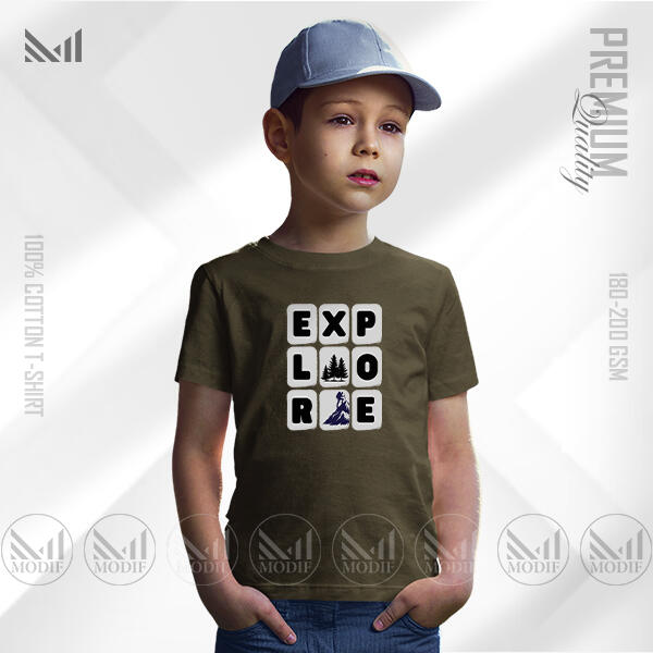 Explore Kids Graphic T-Shirt Made With Premium Cotton Unisex Round Neck Short Sleeve