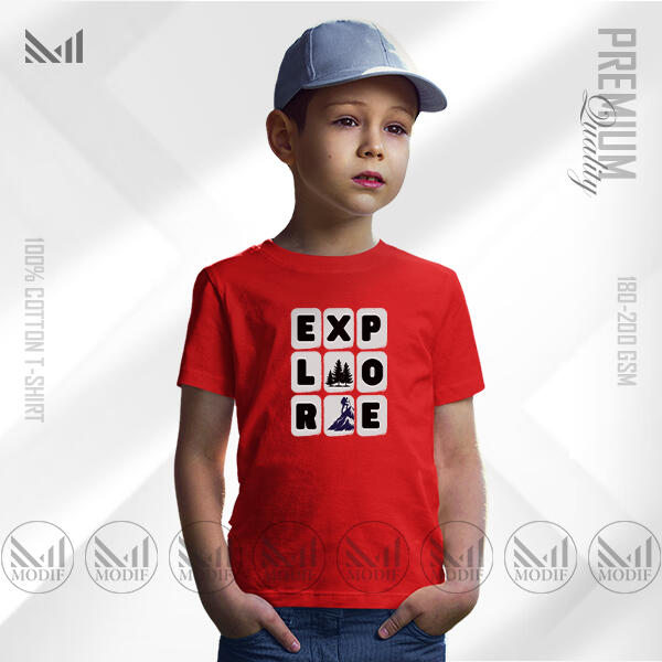 Explore Kids Graphic T-Shirt Made With Premium Cotton Unisex Round Neck Short Sleeve