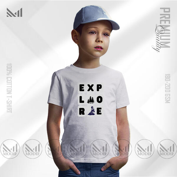 Explore Kids Graphic T-Shirt Made With Premium Cotton Unisex Round Neck Short Sleeve