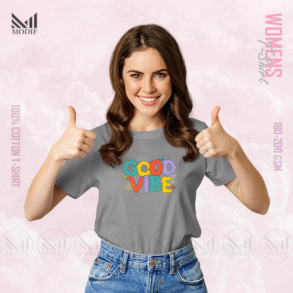 Good vibe Women Graphic T-Shirt Made With Premium Cotton Unisex Round Neck Short Sleeve