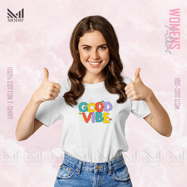 Good vibe Women Graphic T-Shirt Made With Premium Cotton Unisex Round Neck Short Sleeve