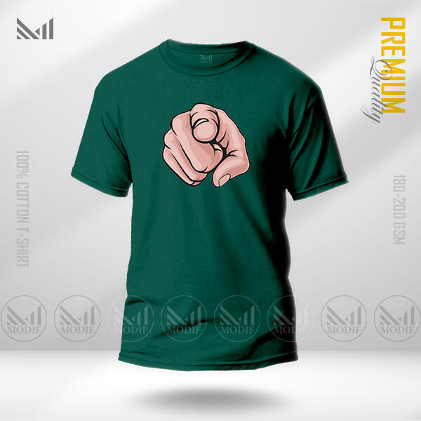 Hand Pointing Graphic T-Shirt Made With Premium Cotton Unisex Round Neck Short Sleeve