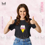 Icecream Cat Women Graphic T-Shirt Made With Premium Cotton Unisex Round Neck Short Sleeve