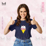Icecream Cat Women Graphic T-Shirt Made With Premium Cotton Unisex Round Neck Short Sleeve