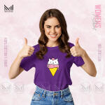 Icecream Cat Women Graphic T-Shirt Made With Premium Cotton Unisex Round Neck Short Sleeve