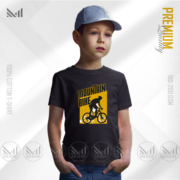 Mountain Bike Kids Graphic T-Shirt Made With Premium Cotton Unisex Round Neck Short Sleeve