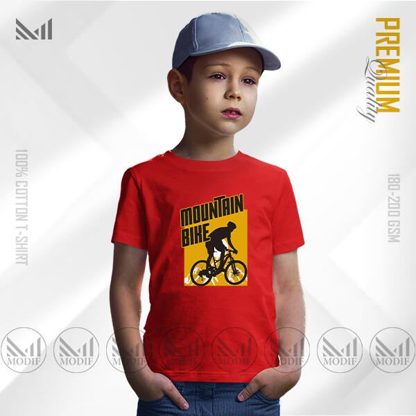 Mountain Bike Kids Graphic T-Shirt Made With Premium Cotton Unisex Round Neck Short Sleeve
