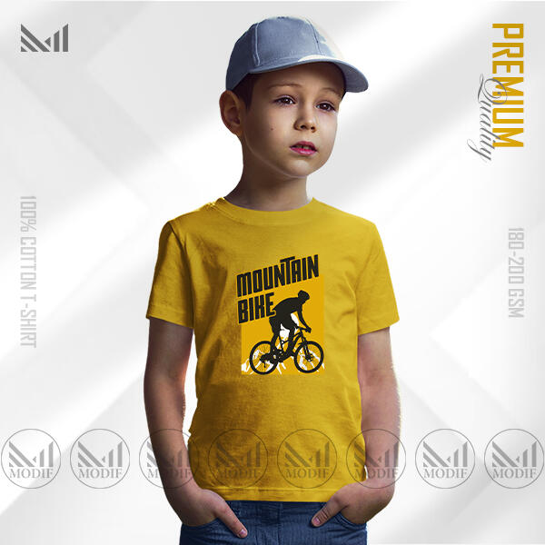 Mountain Bike Kids Graphic T-Shirt Made With Premium Cotton Unisex Round Neck Short Sleeve