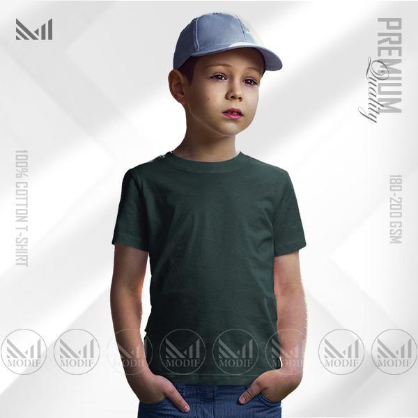 Green Kids Plain T-Shirt Premium Cotton Unisex Round Neck Short Sleeve